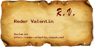 Reder Valentin névjegykártya
